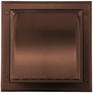 Brown Gravity Flap for 100 mm / 4" Round Wall Outlet - Ventilation Duct Cover with Non-Return Shutters and Rear Spigot