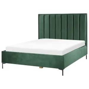 3 Piece Bedroom Set Velvet EU King Size Dark Green SEZANNE