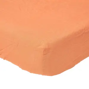 Homescapes Burnt Orange Linen Deep Fitted Sheet, Super King