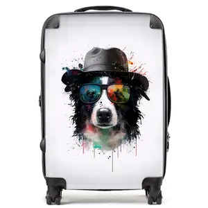 Border Collie Dog Splashart Suitcase - Medium