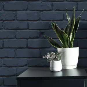 Fine Decor FD43602 Painted Brick Wallpaper, Navy