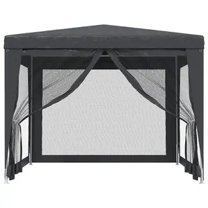 Berkfield Party Tent with 4 Mesh Sidewalls Anthracite 3x3 m HDPE