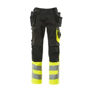 Mascot Safe Supreme Trousers with Holster Pockets (Black/Hi-Vis Yellow)  (36.5) (Leg Length - Regular)