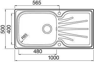 Clearwater DeepBlue 1.0 Bowl and Drainer Stainless Steel Kitchen Sink 1000x500mm - DB10