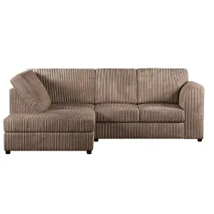 Luxor Coffee Jumbo Cord 4 Seater Corner sofa Left Hand Facing - Full Back