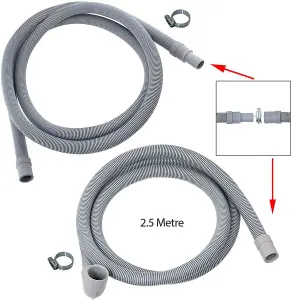 SPARES2GO Universal Washing Machine / Dishwasher Fill Hose + Drain Hose Extension Set (5 Metre)