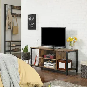 VASAGLE TV Stand, Cabinet with Open Storage, TV Console Unit with Shelving, for Living Room, Entertainment Room, Rustic Brown