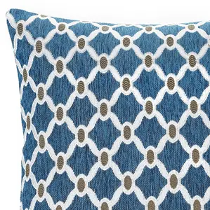 Berkley Luxury Geometric Chenille Cushion Teal 55cm x 55cm