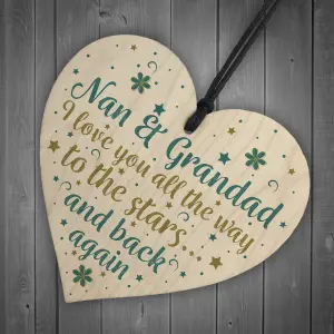 Red Ocean Nan And Grandad Gifts Hanging Heart Sign Birthday Christmas Cards Xmas Grandparent Gifts