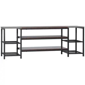 HOMCOM TV Unit Cabinet for TVs up to 60 Inches with Shelves Brown and Grey