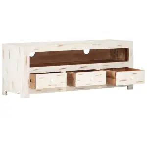 Berkfield TV Cabinet Solid Wood Acacia 110x30x40 cm White