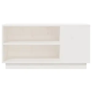 Berkfield TV Cabinet White 80x35x40.5 cm Solid Wood Pine