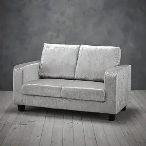 Sofa In A Box Silver Crushed Velvet