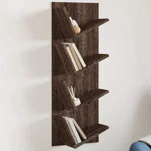 Alpen Home Wall Bookshelf 4-Tier Smoked Oak 33X16x90 Cm Brown Oak