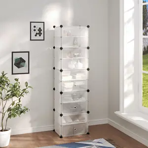 Berkfield Shoe Rack Transparent 44x31.5x153.5 cm PP