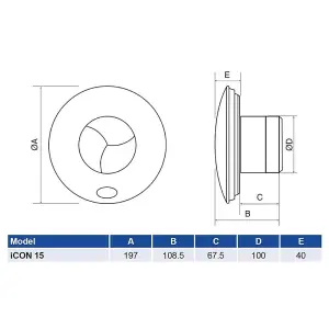 Airflow 72683501 iCON15 Eco Circular Auto Iris Extractor Fan (240V Mains)