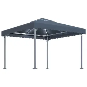 Berkfield Gazebo with LED String Lights 300x300 cm Anthracite Aluminium