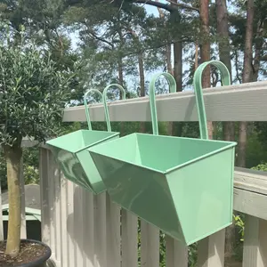 Sage Green Balcony Hanging Planters (Set of 2)