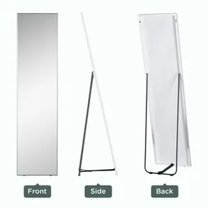 Metal Framed Freestanding Full Length Mirror SIlver