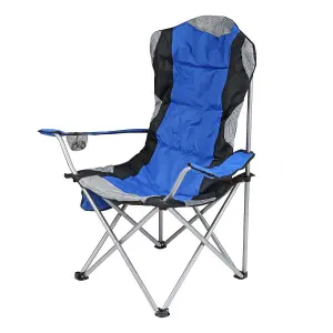 Foldable Padded Camping Chairs with Handy Drink Holder And Magazine Pocket - High Back Camp Chairs