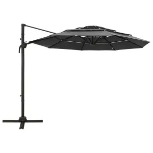 Berkfield 4-Tier Parasol with Aluminium Pole Anthracite 3x3 m