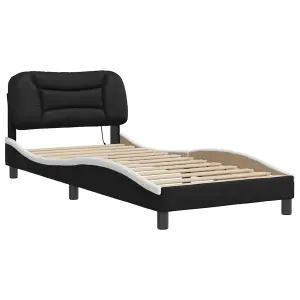 Berkfield Bed Frame with LED without Mattress Black and White 90x190 cm Single