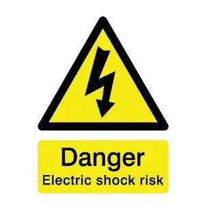 Danger electric shock risk Self-adhesive labels, (H)200mm (W)150mm