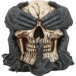 Spiral Direct See No Evil Resin Skull Sculpture Black/White (One Size)