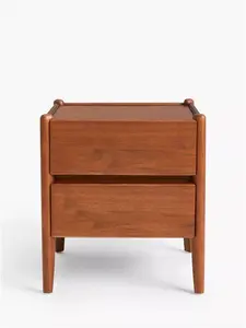 John Lewis Scandi 2 Drawer Wood Bedside Table, Walnut Finish