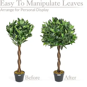 Artificial Bay Tree Large Potted Indoor Outdoor Topiary Decoration 3ft