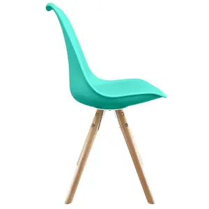 Soho Aqua Plastic Dining Chair with Pyramid Light Wood Legs