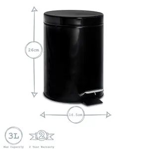 Harbour Housewares - Round Toilet Brush & Bin Set - Black