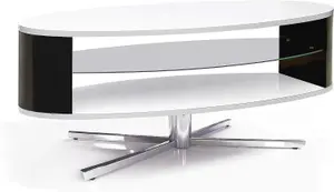 MDA Designs Orbit 1100WB Gloss White TV Stand with Gloss Black Elliptic Sides for Flat Screen TVs up to 55"