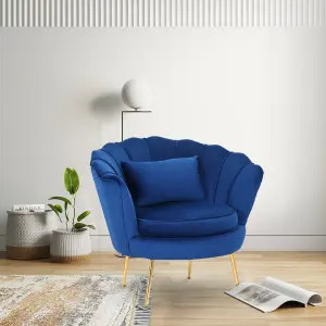 Velvet Blue Daisy Accent Chair