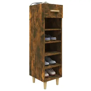 Berkfield Shoe Cabinet Smoked Oak 30x35x105 cm Engineered Wood