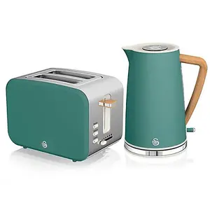 Swan Nordic Pine Green 1.7 Litre Cordless Kettle and 2 Slice Toaster