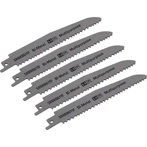 5 Pack of 150mm Bi-Metal Reciprocating Saw Blades for Heavy-Duty Cutting