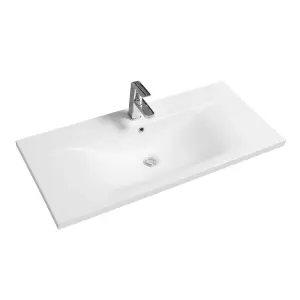 5089 Ceramic 100cm x 45cm Thin-Edge Inset Basin with Dipped Bowl