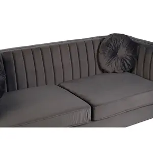 Interiors by Premier Farah 3 Seat Grey Velvet Sofa