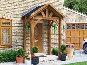 Dunster House Wooden Porch Canopy Kit 2m x 1.5m Pressure Treated Door Shelter Thunderdam Full Height 4 Post