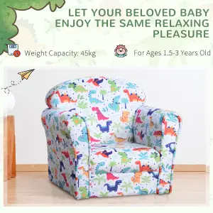 HOMCOM Children's Armchair Kids Sofa Tub Chair Seat Cartoon Flannel Wooden