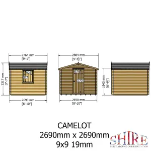 Shire Camelot 9x9 Log Cabin 19mm Logs