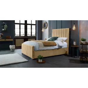 Redding Plush Velvet Beige Bed Frame