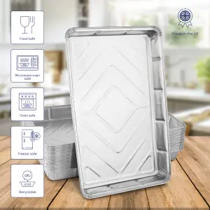 20 Pk Coppice Aluminium Foil Tray for Baking, BBQ, Roasting, Grilling & Food Storage 32 x 20 x 3cm. Freezer, Microwave & Oven Safe