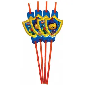 Mike The Knight Plastic Straw (Pack of 8) Red/Blue/Yellow (One Size)