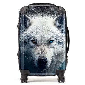 White Wolf Face Splashart Suitcase - Cabin