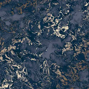 Liquid Marble Wallpaper In Blue And Gold