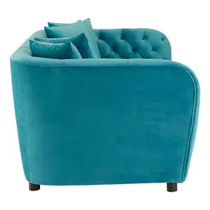 Interiors by Premier Riva Cyan Velvet 3 Seat Sofa