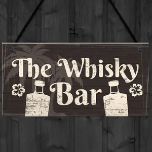 Red Ocean The Whisky Bar Rustic Sign Pub Hotel Home Bar Man Cave Shed Garage Hanging Wall Plaque Birthday Gifts