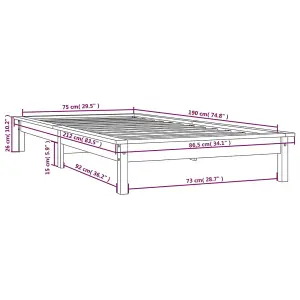 Berkfield Bed Frame Grey 75x190 cm Small Single Solid Wood Pine